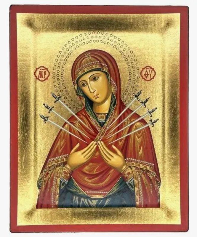 Virgin Mary with Seven Swords Silk Screen Icon