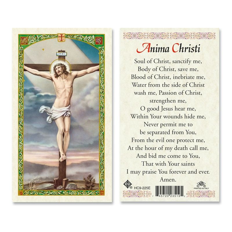 Holy Card- Crucifixion/&quot;Anima Christi&quot;, laminated