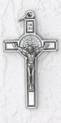 Crucifix St Benedict silver tone 1.5&quot;