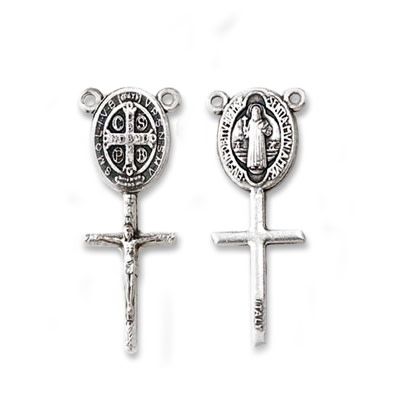 St Benedict Medal Rosary Center + Crucifix 1 1/4&quot;