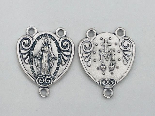 Deluxe Miraculous Medal with Two Hearts Rosary Center