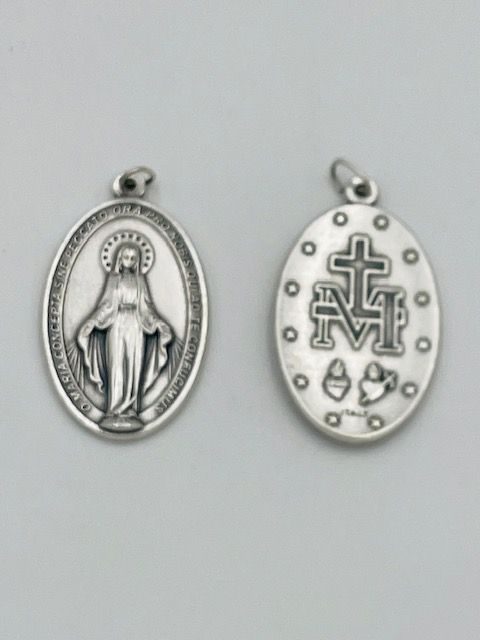 Miraculous Medal Oxidized 1.5&quot;