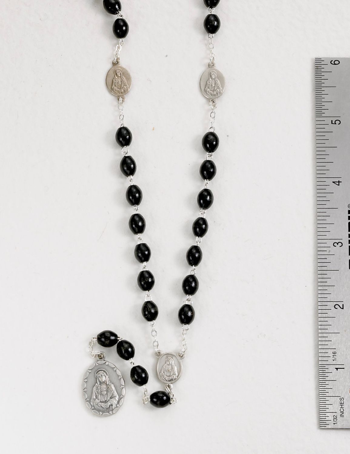 Seven Sorrows Rosary, wood beads w/leaflet