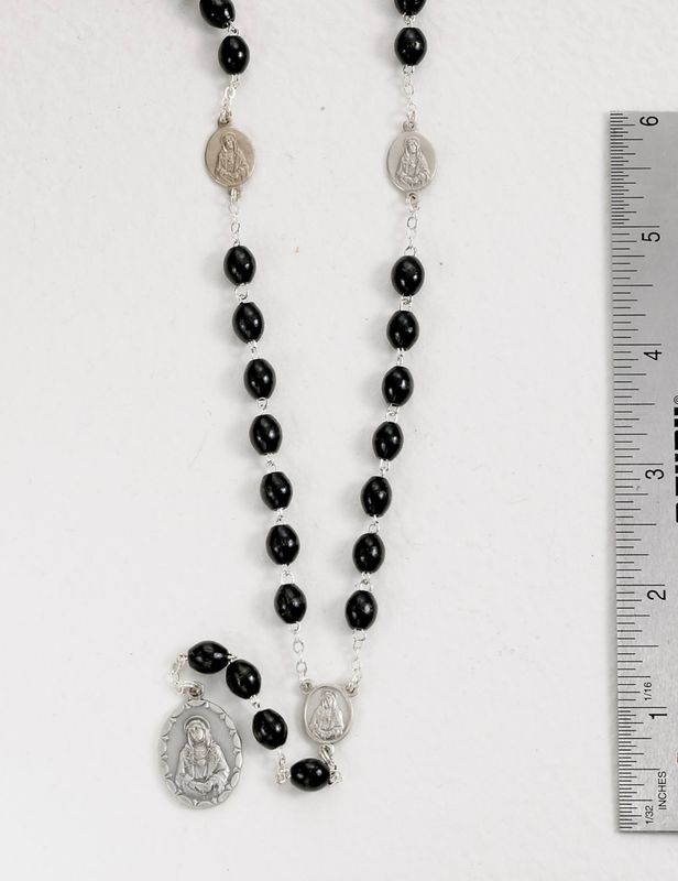 Seven Sorrows Rosary, wood beads w/leaflet