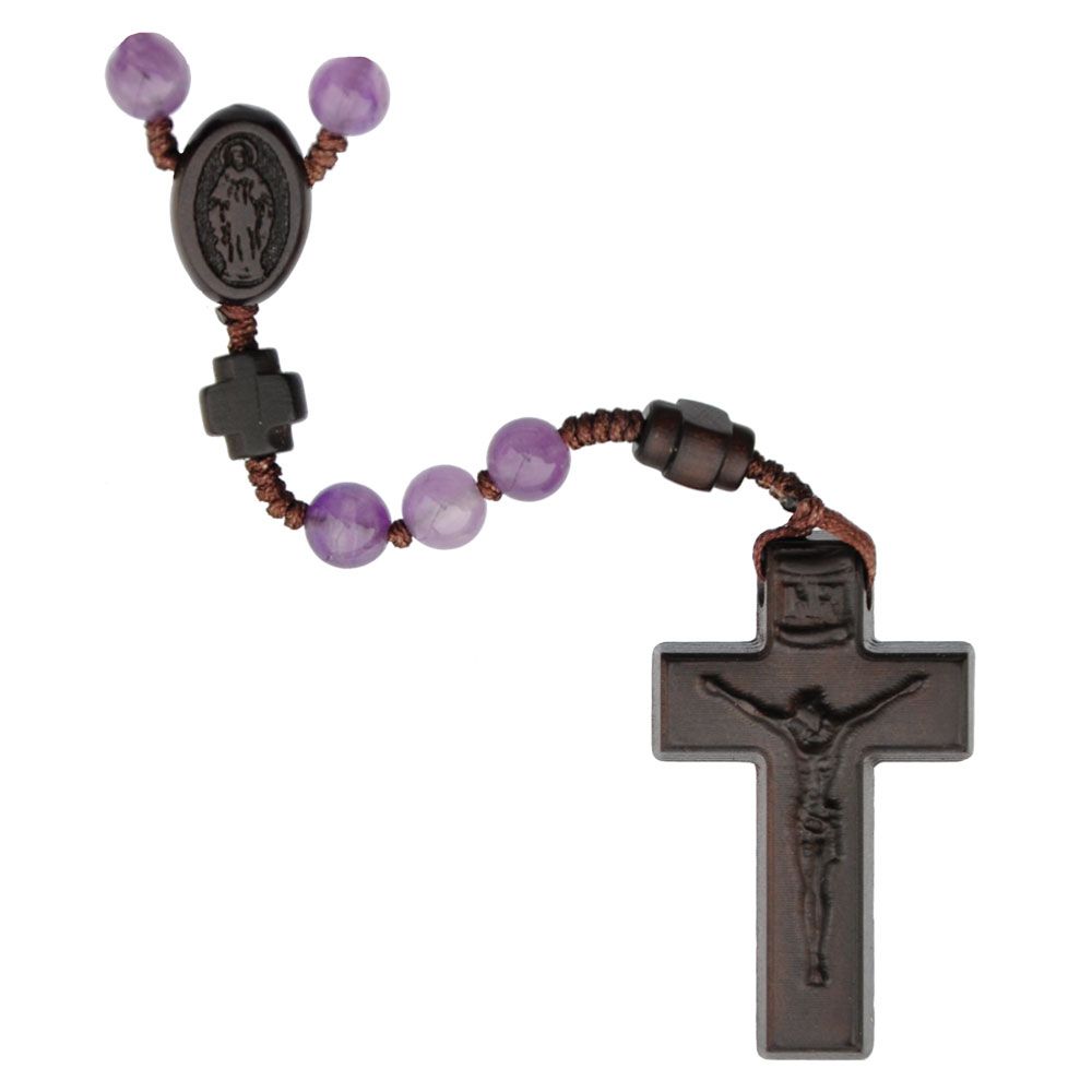 Amethyst/Jujube Wood Rosary, Size: 6mm