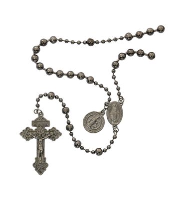 Gun Metal Saint Benedict Battle Rosary