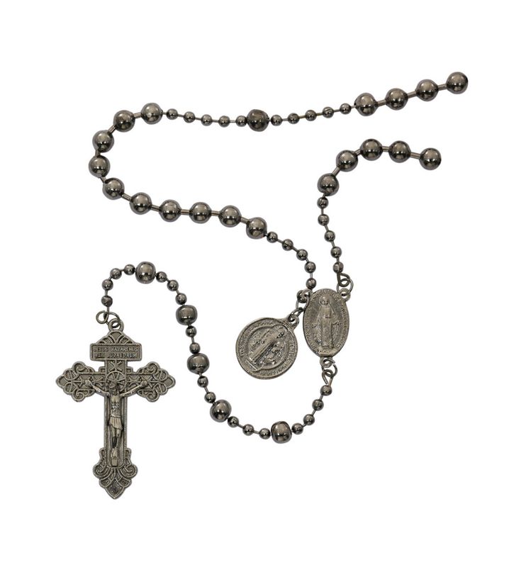 Gun Metal Saint Benedict Battle Rosary
