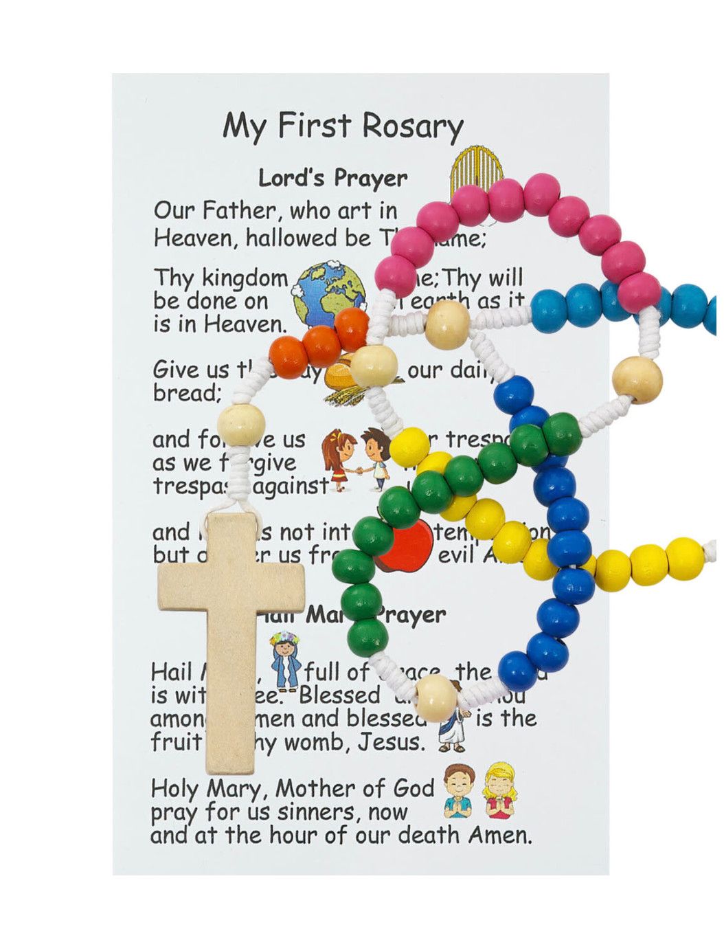 Small Wooden Children&#39;s Rosary with Prayer Card