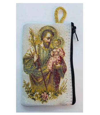 St Joseph Woven Rosary Pouch