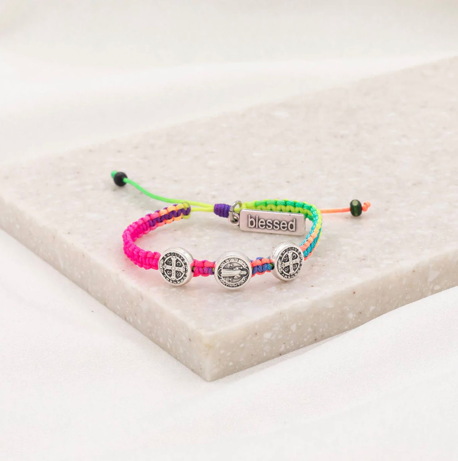 Benedictine Blessing Bracelet for Kids - rainbow multicolor