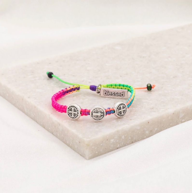 Benedictine Blessing Bracelet for Kids - rainbow multicolor