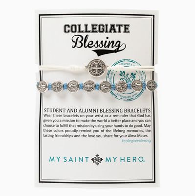 Collegiate Benedictine Blessing Bracelet Set - light blue &amp; white