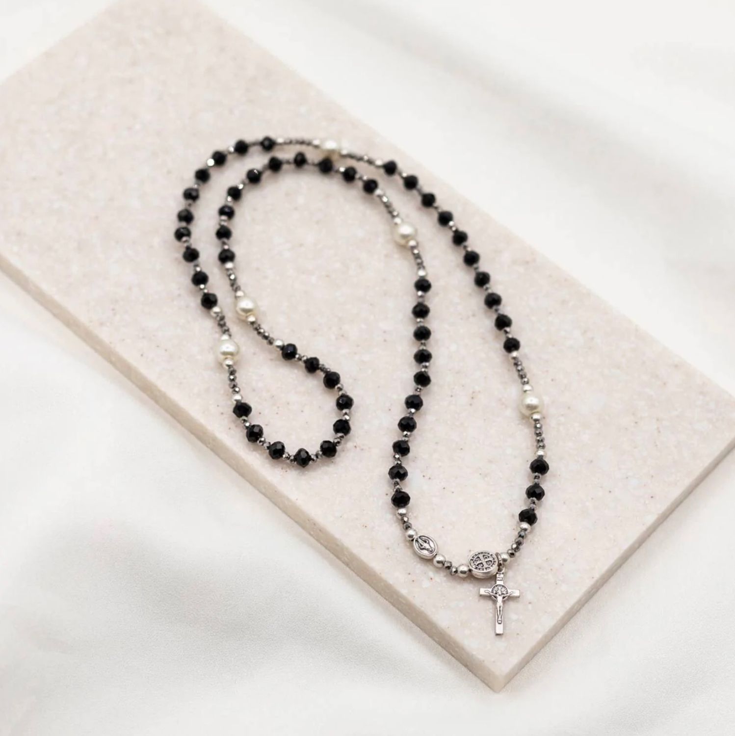 Miracles Rosary Wrap Bracelet - black