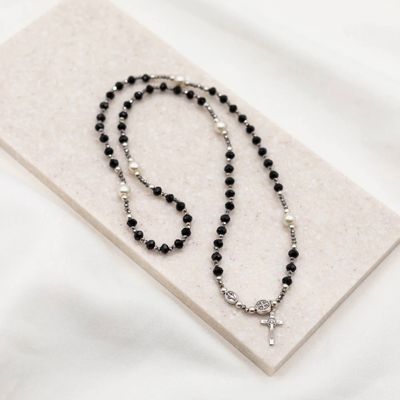 Miracles Rosary Wrap Bracelet - black
