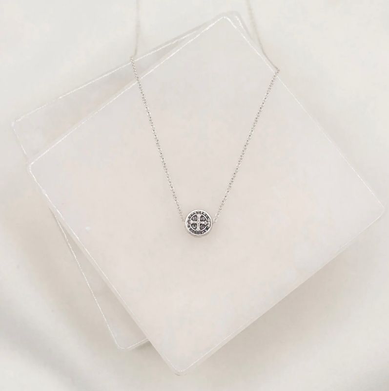 Benedictine Blessing Petite Necklace - silver tone