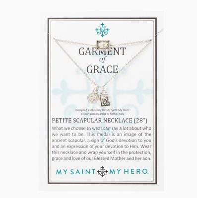 Garment of Grace Petite Scapular Necklace - silver tone