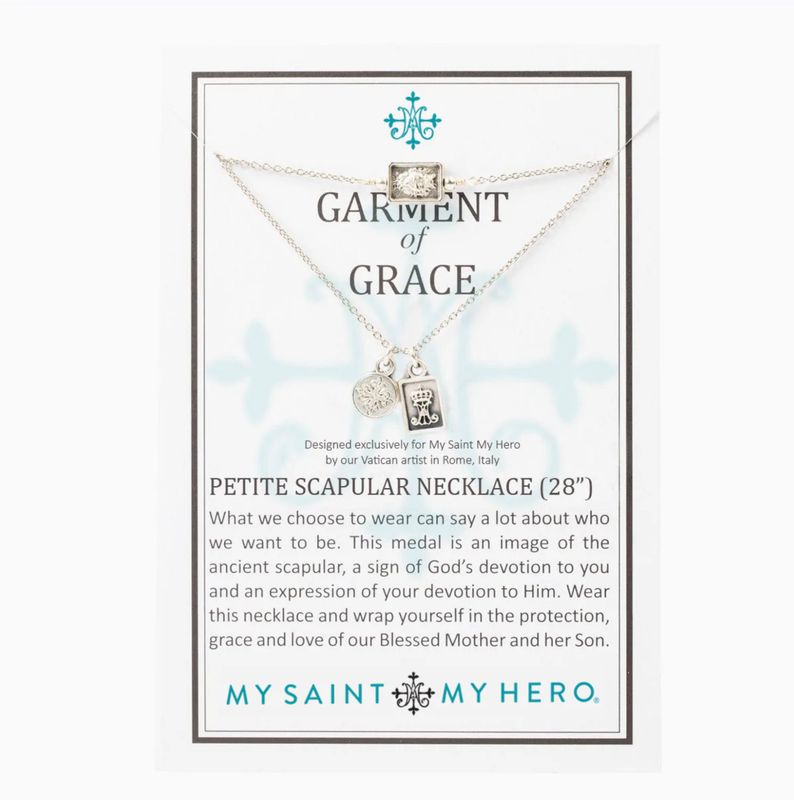 Garment of Grace Petite Scapular Necklace - silver tone