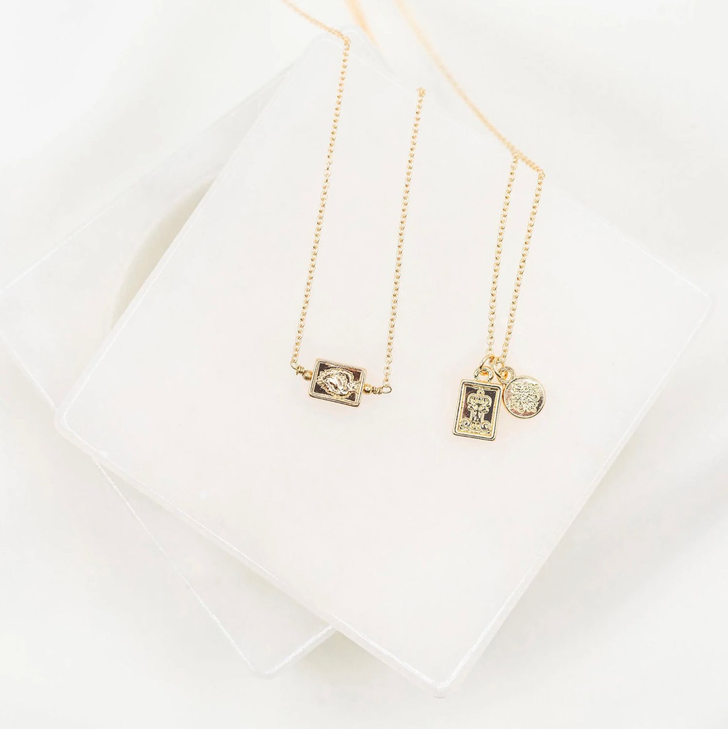 Garment of Grace Petite Scapular Necklace - gold tone