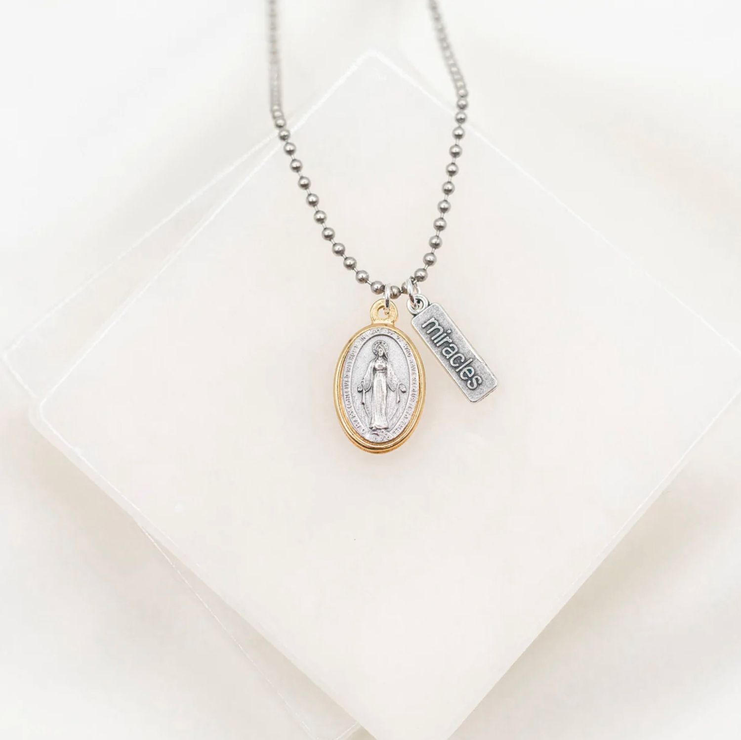 Miraculous Medal Bead Ball Necklace