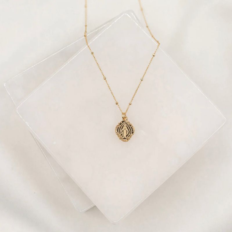 Miraculous Medal Petite Necklace - gold tone