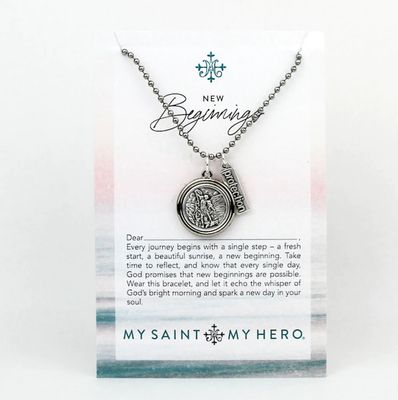 New Beginnings Necklace - St Michael + St Christopher