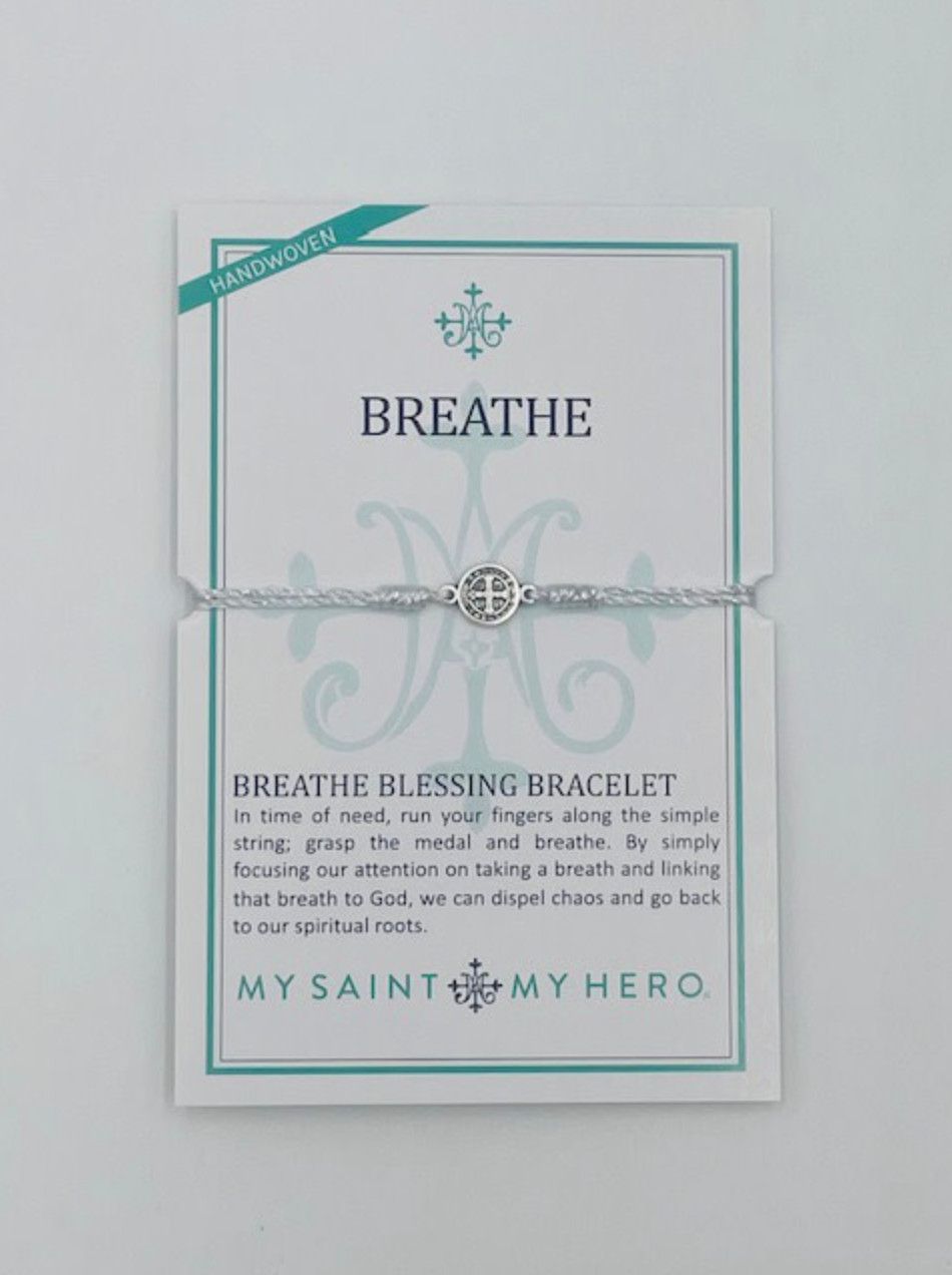 Breathe Benedictine Blessing Bracelet - silver tone/thread