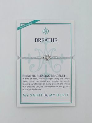 Breathe Benedictine Blessing Bracelet - silver tone/thread