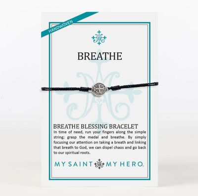 Breathe Benedictine Blessing Bracelet - black/silver-tone