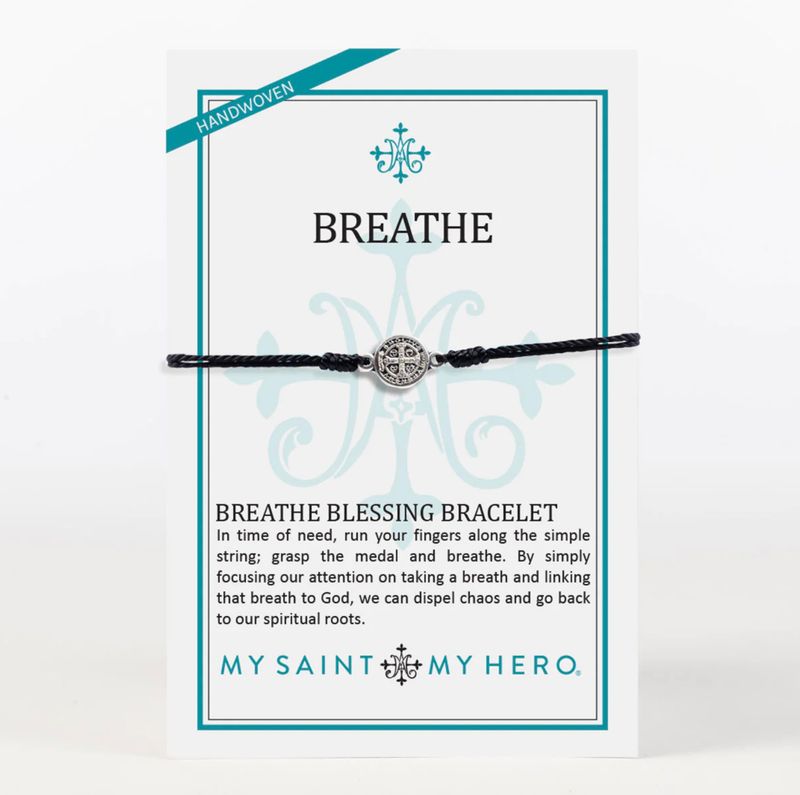 Breathe Benedictine Blessing Bracelet - black/silver-tone