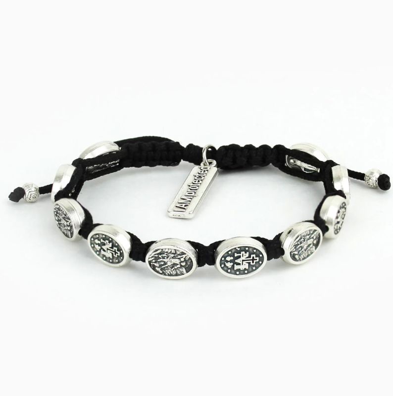 Archangel Michael + Miraculous Medal Protection Bracelet - black