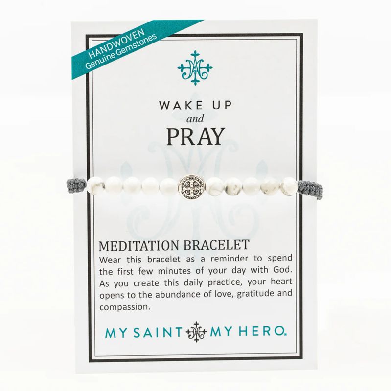 Wake Up &amp; Pray Meditation Bracelet - white howlite