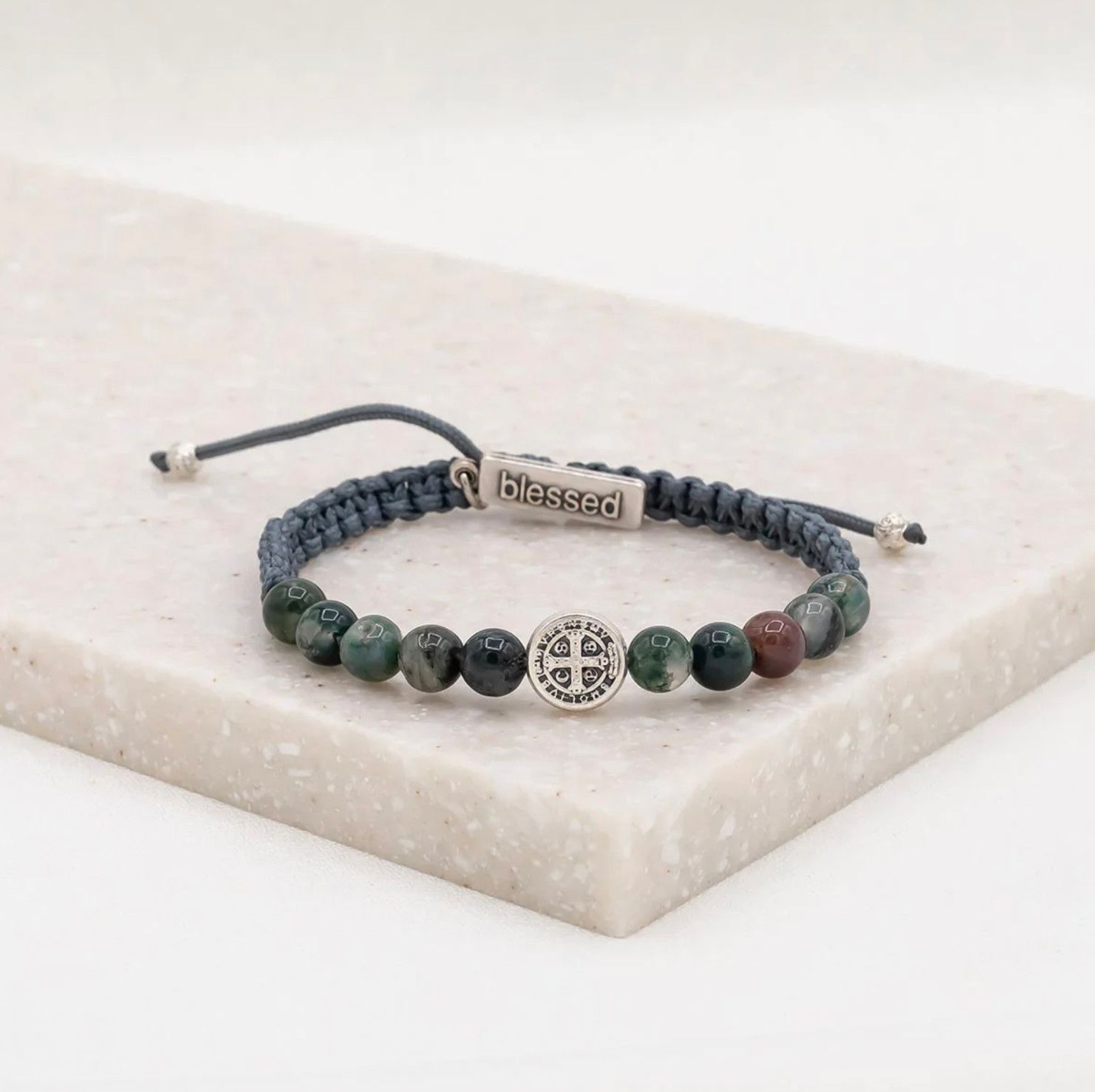 Wake Up and Pray Meditation Bracelet - mixed agate