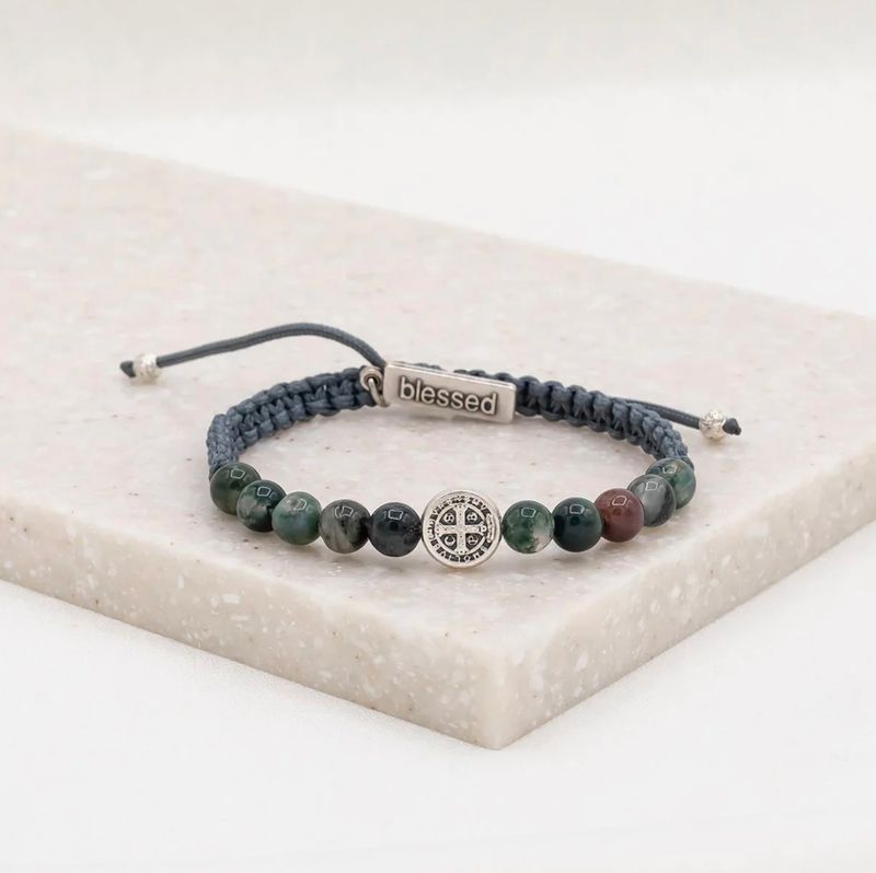 Wake Up and Pray Meditation Bracelet - mixed agate