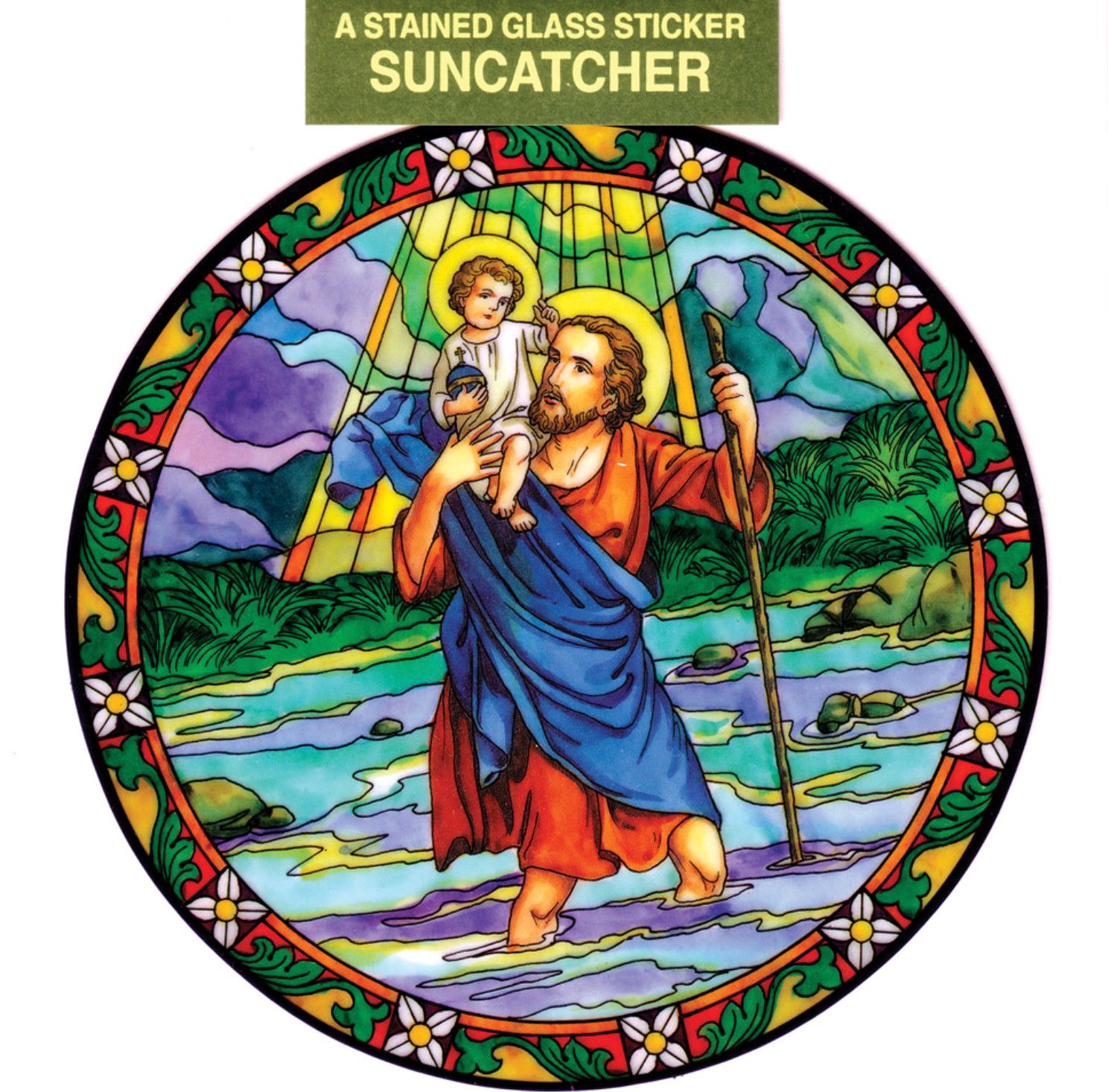 Saint Christopher Static Sticker / Window Cling