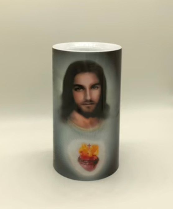 LED Candle 4x7&quot; - Sacred Heart &amp; St. Margaret Mary