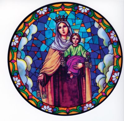 Our Lady of Mt Carmel Static Sticker / Window Cling
