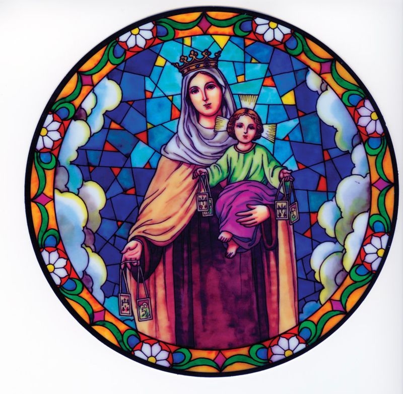 Our Lady of Mt Carmel Static Sticker / Window Cling