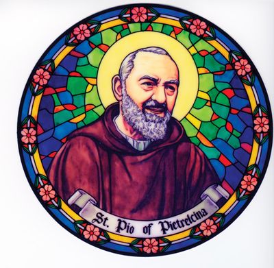 Padre Pio Static Sticker / Window Cling