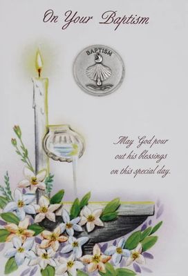 Baptism Card with Prayer Token Keepsake