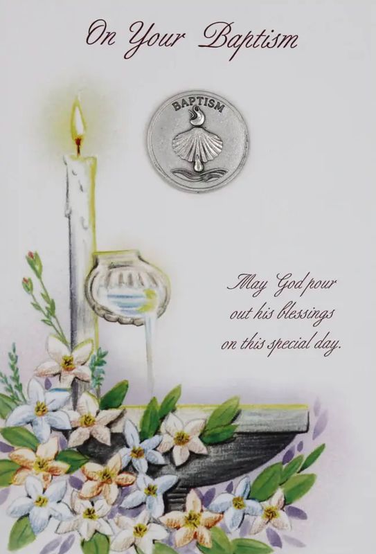 Baptism Card with Prayer Token Keepsake