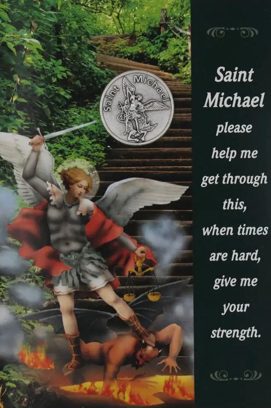 St Michael Greeting Card with Prayer Token