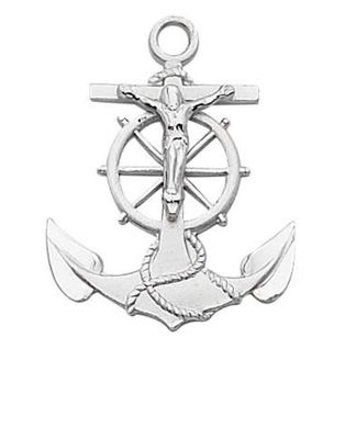 Crucifix Anchor Pendant SS  24&quot; chain