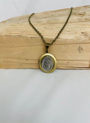 St Jude Bronze Locket Necklace