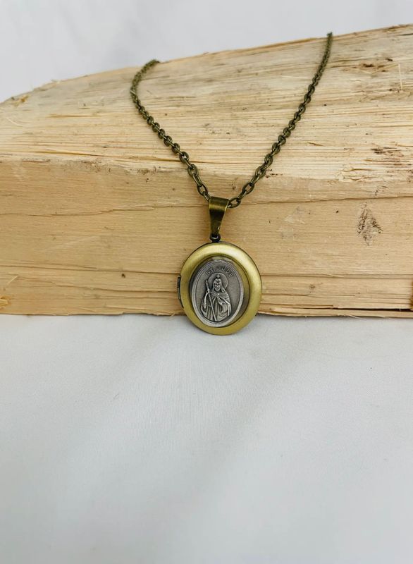 St Jude Bronze Locket Necklace