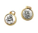 St Michael + St Christopher double-sided, two-tone medal 1/2 inch