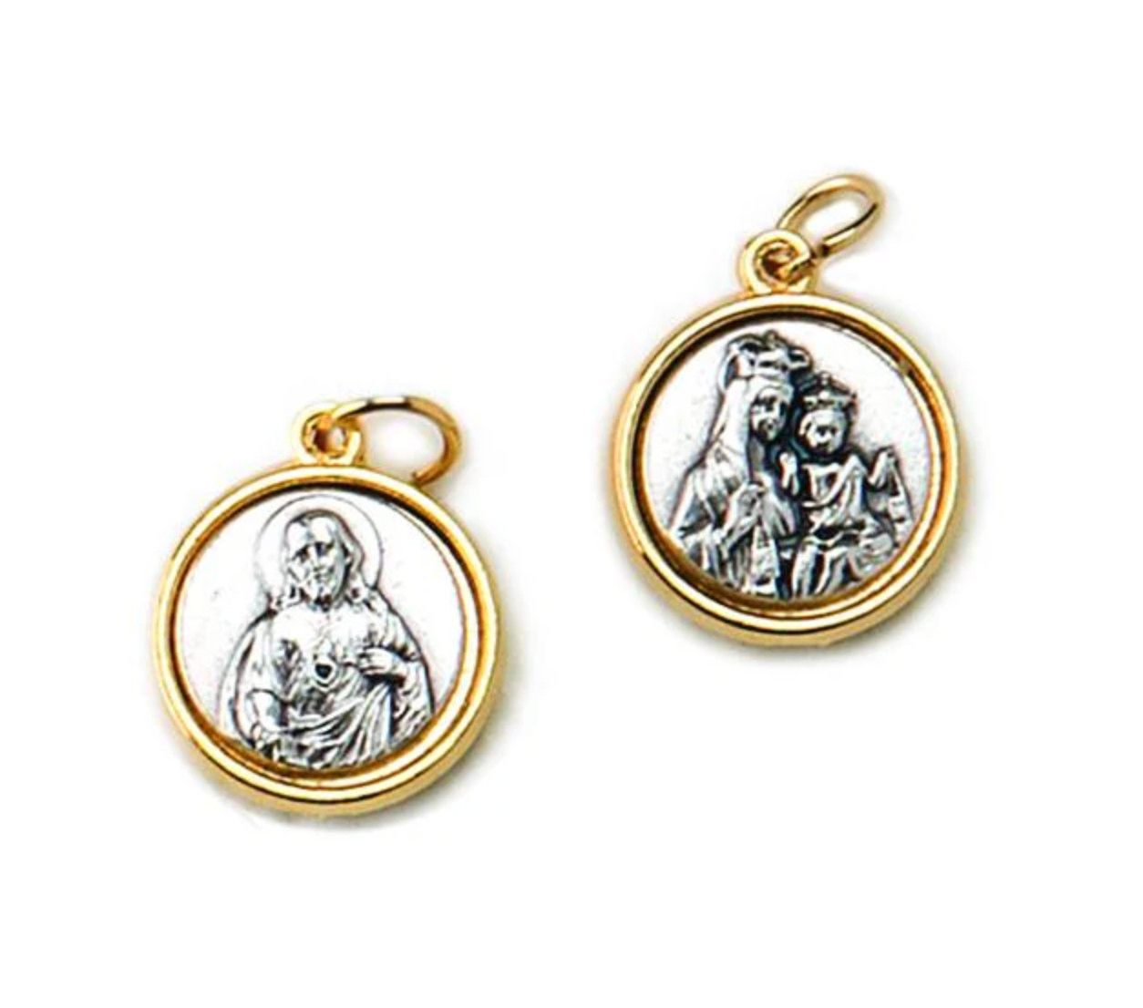 Scapular Medal double-sided silver/gold-toned