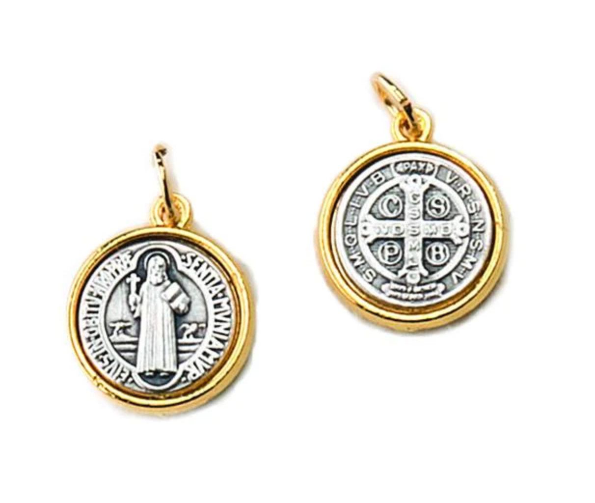 Saint Benedict Double-sided two-tone medal 1/2&quot;