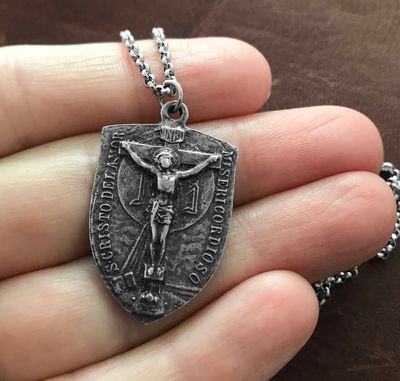 Crucifix Shield Men&#39;s Necklace
