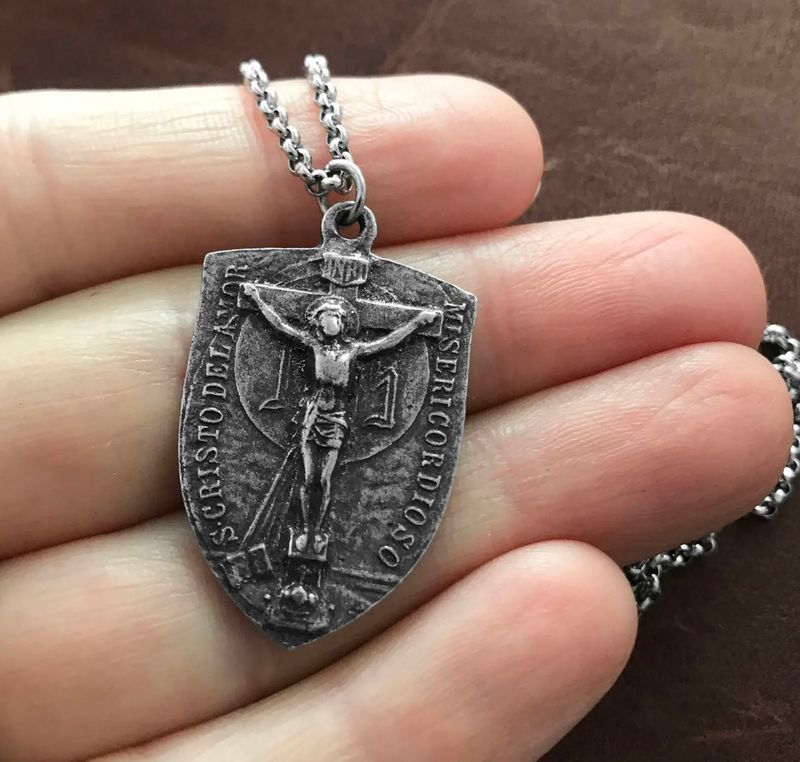 Crucifix Shield Men&#39;s Necklace