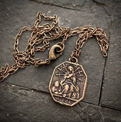 7 Sorrows of Mary with Crucifix Bronze Pendant